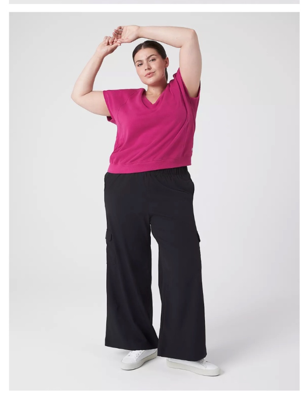 LIVI Stretch Woven Wide Leg Cargo Pant